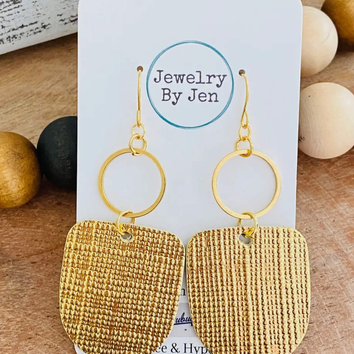 Boho Dangle Earrings: Gold Saffiano