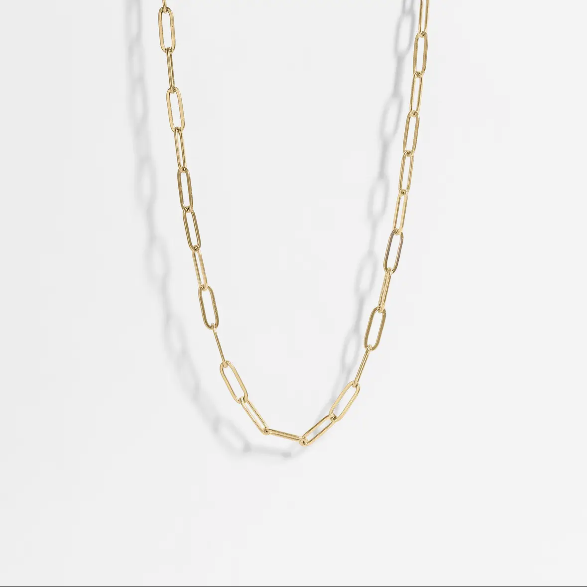 18K Gold Paperclip Chain Necklace 20+2”