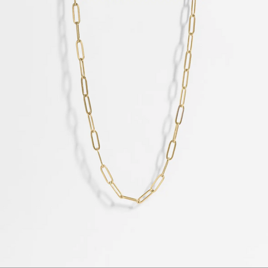 18K Gold Paperclip Chain Necklace 20+2”